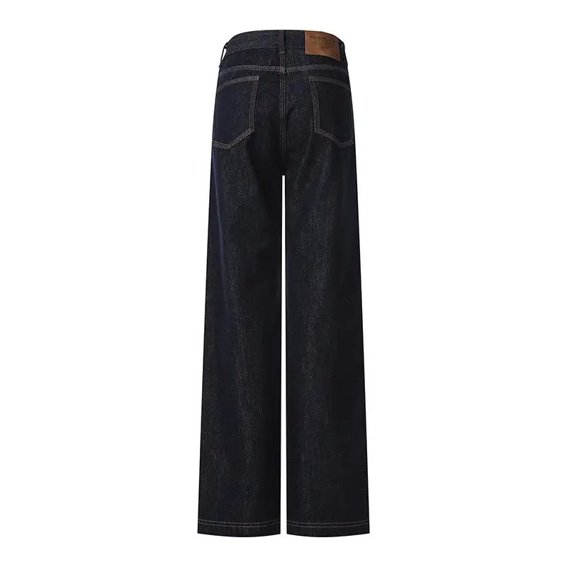 Dark Blue Fade-Proof Wide Leg Jeans for Women