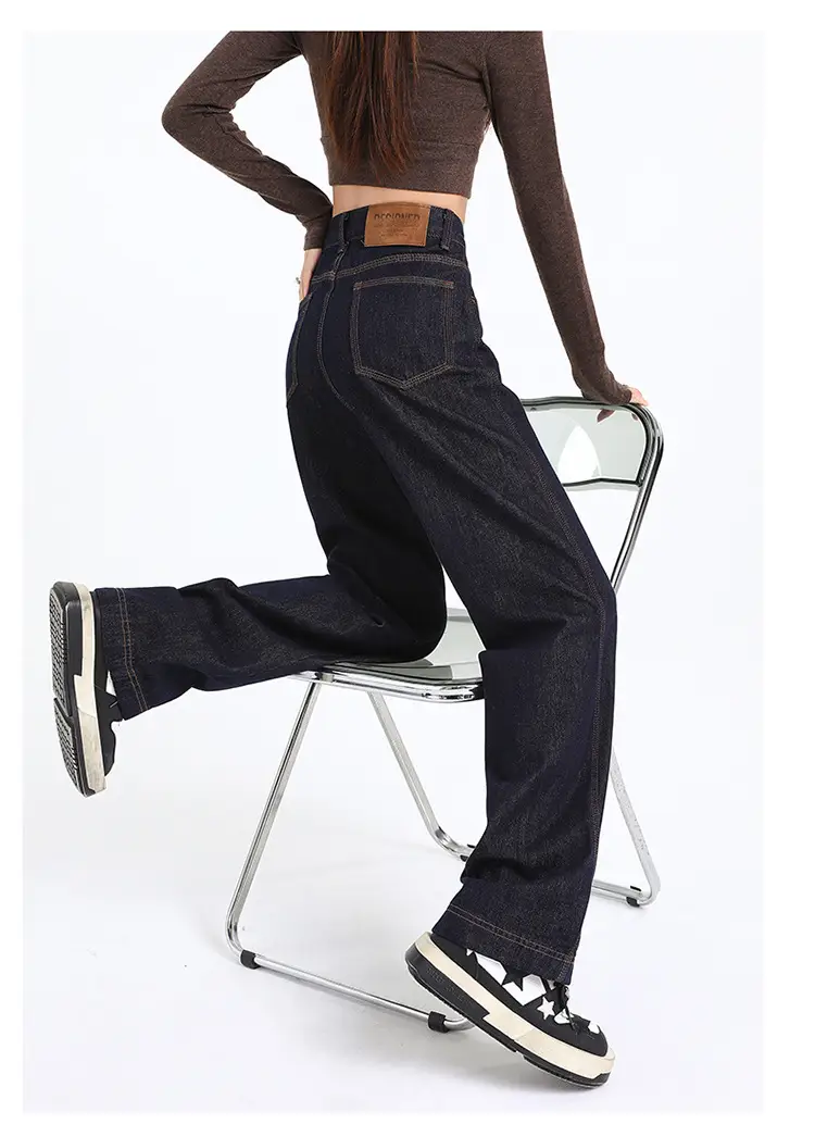 Dark Blue Fade-Proof Wide Leg Jeans for Women — feature 17