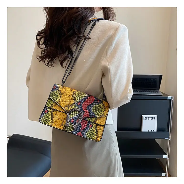Retro Croc Leather Chain Shoulder Bag Women — feature 15