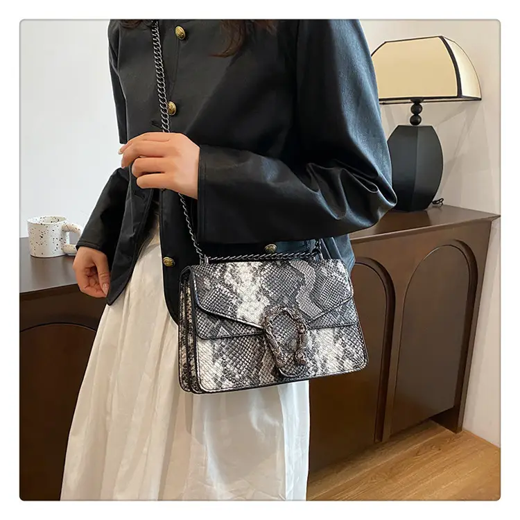 Retro Croc Leather Chain Shoulder Bag Women — feature 19