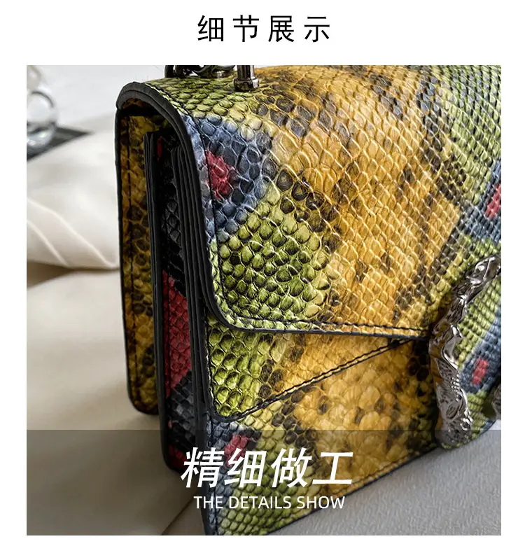 Retro Croc Leather Chain Shoulder Bag Women — feature 6