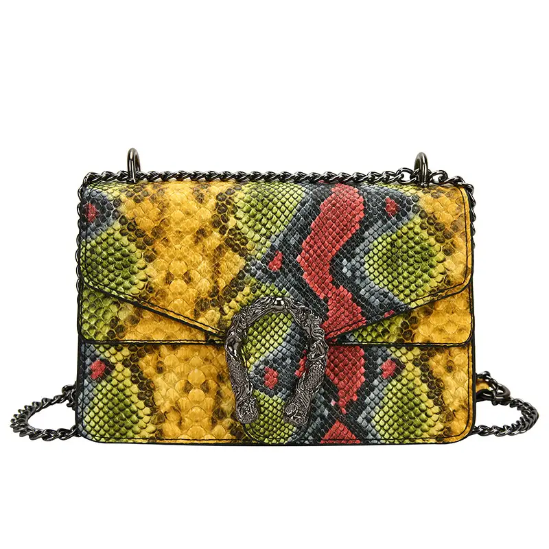 Retro Croc Leather Chain Shoulder Bag Women