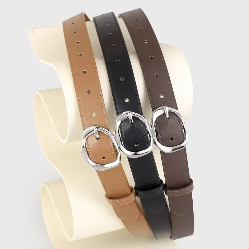 Brown Genuine Leather Belt with Gold Buckle - Image 8