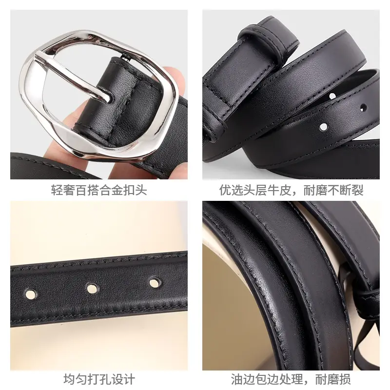 Brown Genuine Leather Belt with Gold Buckle - Image 9