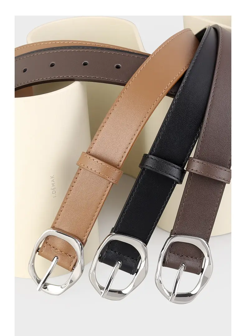 Brown Genuine Leather Belt with Gold Buckle — feature 15