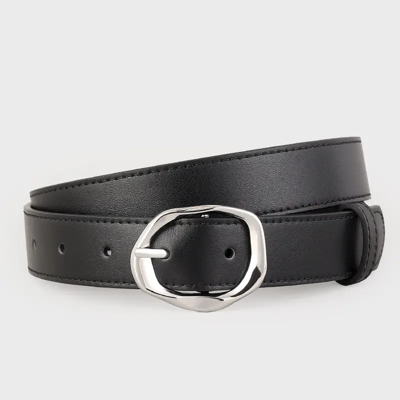 Brown Genuine Leather Belt with Gold Buckle - Image 4