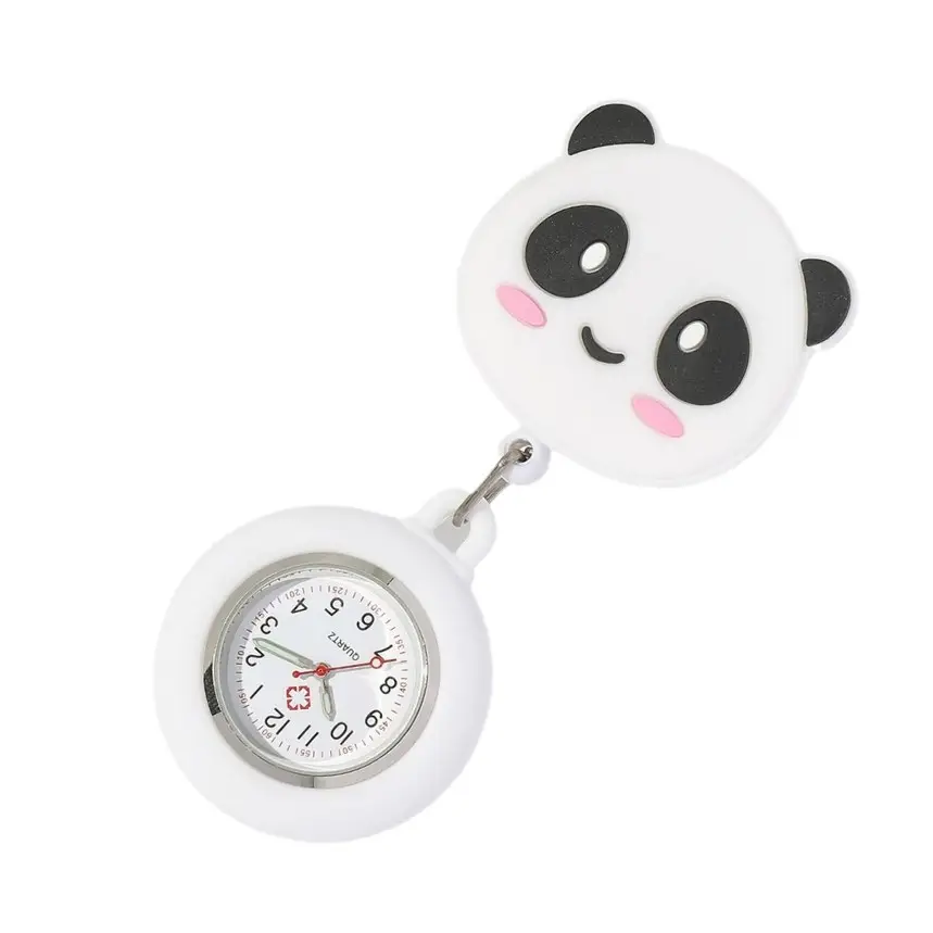 Nurse Watch with Easy-Pull Buckle, Panda Plush Doll, Student Cartoon Style, Women's Pocket Watch, Portable, Luminous, Can Be Invoiced - Image 9