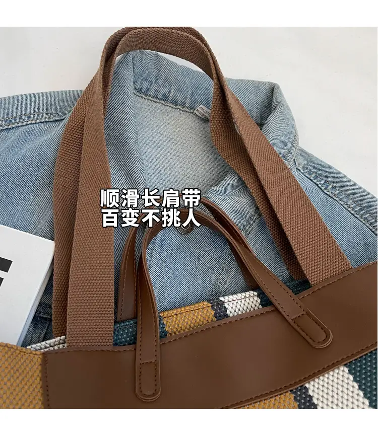 Women Retro Canvas Tote Bag Black White Stripes 2026 — feature 13