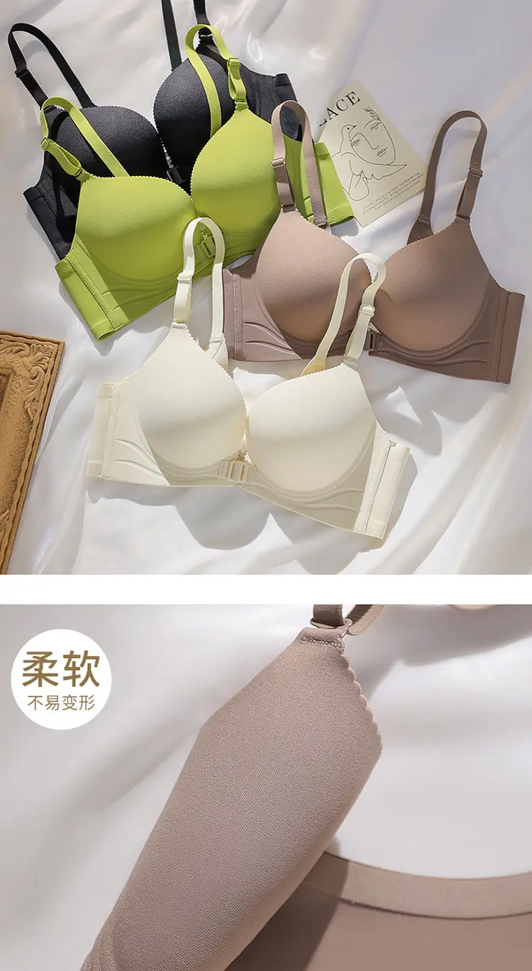 Small Chest Large Front Buckle Seamless Push-Up Bra — feature 17