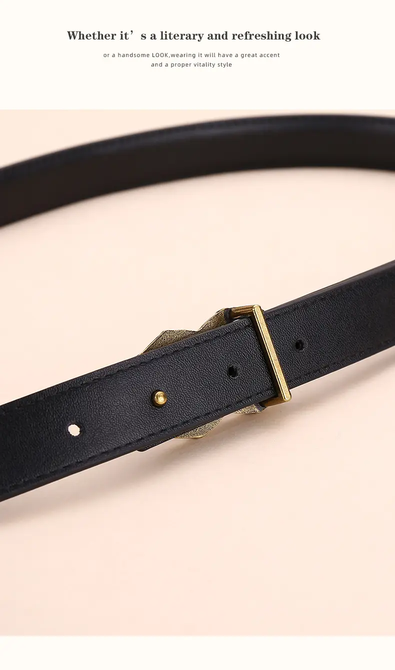 Women's White Leather Belt with Gold Buckle — feature 18