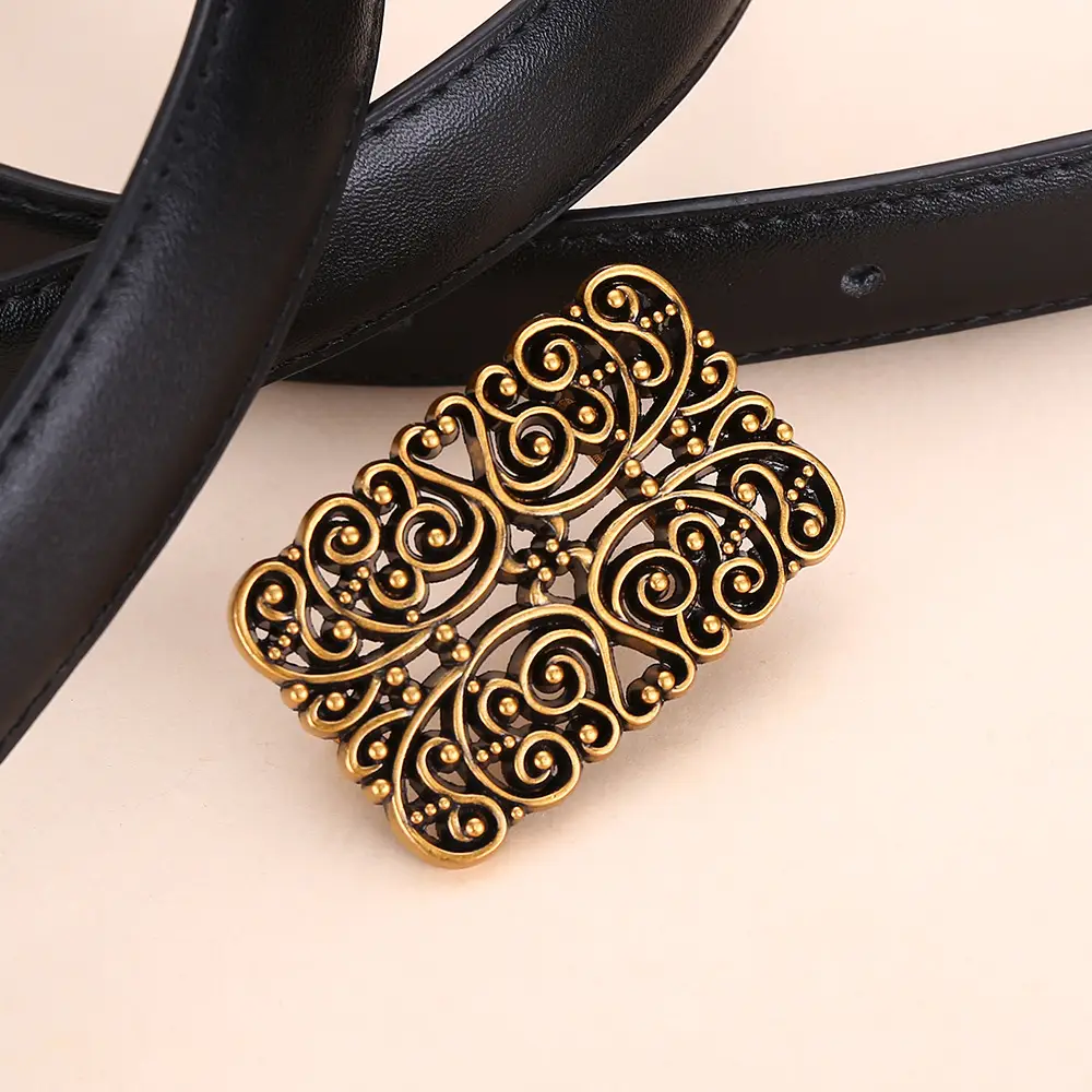 2025 Women's Retro Maillard Belt with Gold Embroidery - Image 9