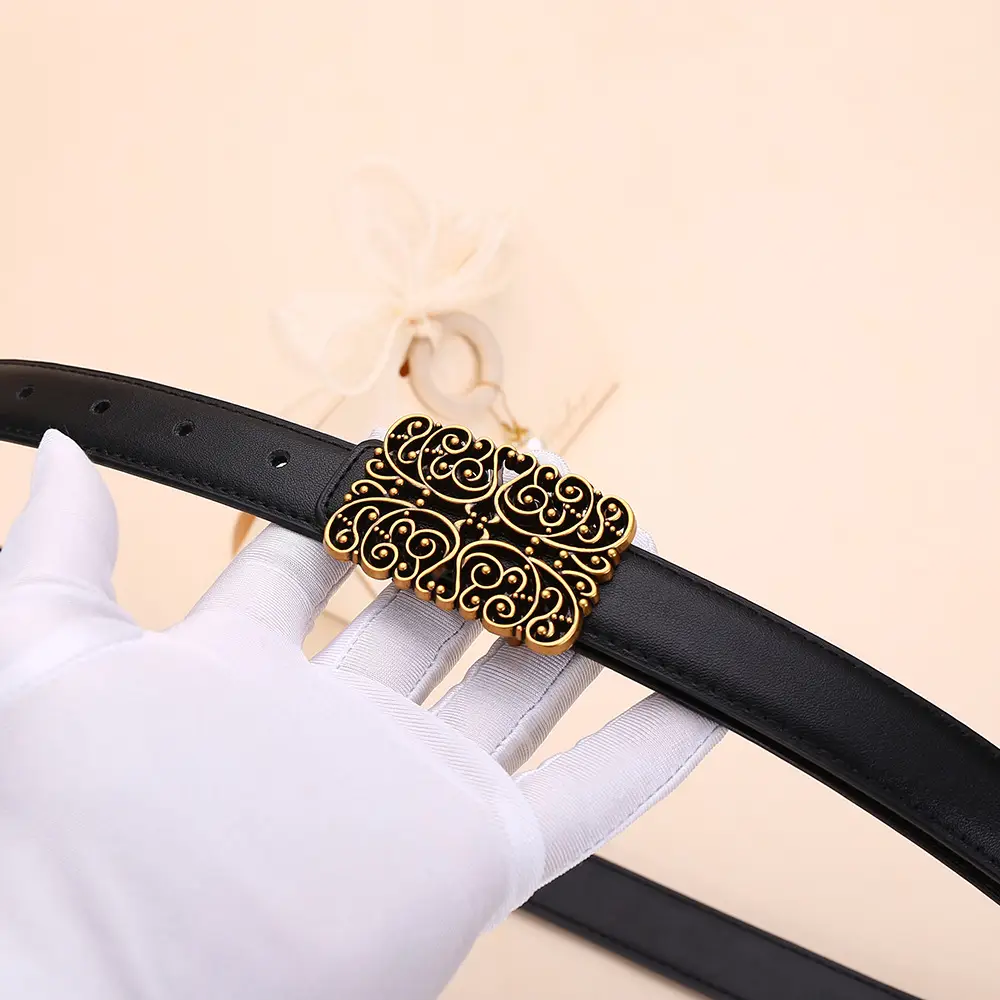 2025 Women's Retro Maillard Belt with Gold Embroidery - Image 10