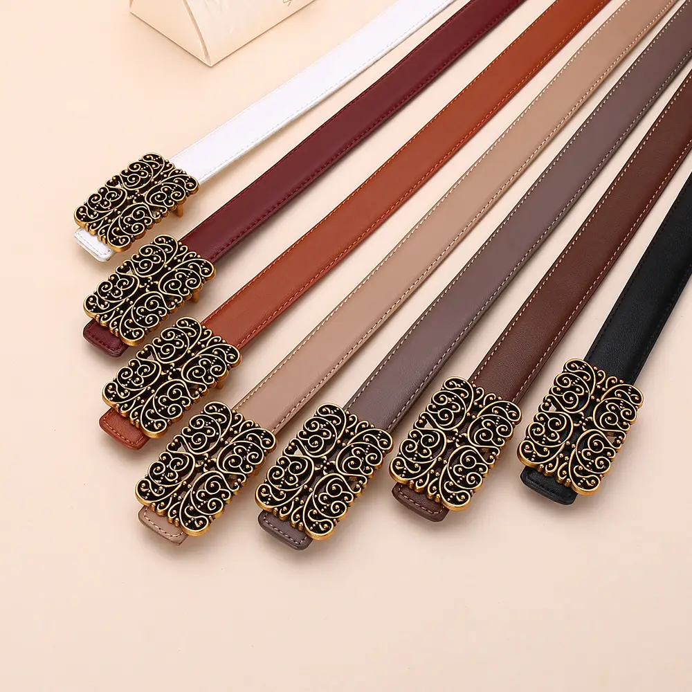 2025 Women's Retro Maillard Belt with Gold Embroidery - Image 11