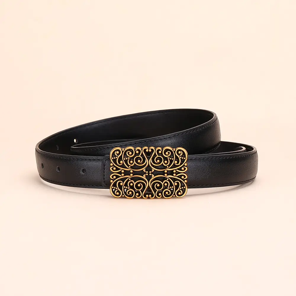 2025 Women's Retro Maillard Belt with Gold Embroidery - Image 12