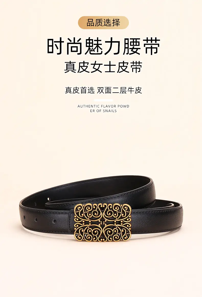 2025 Women's Retro Maillard Belt with Gold Embroidery — feature 1