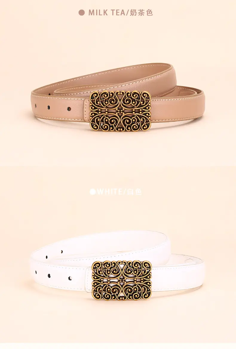 2025 Women's Retro Maillard Belt with Gold Embroidery — feature 13