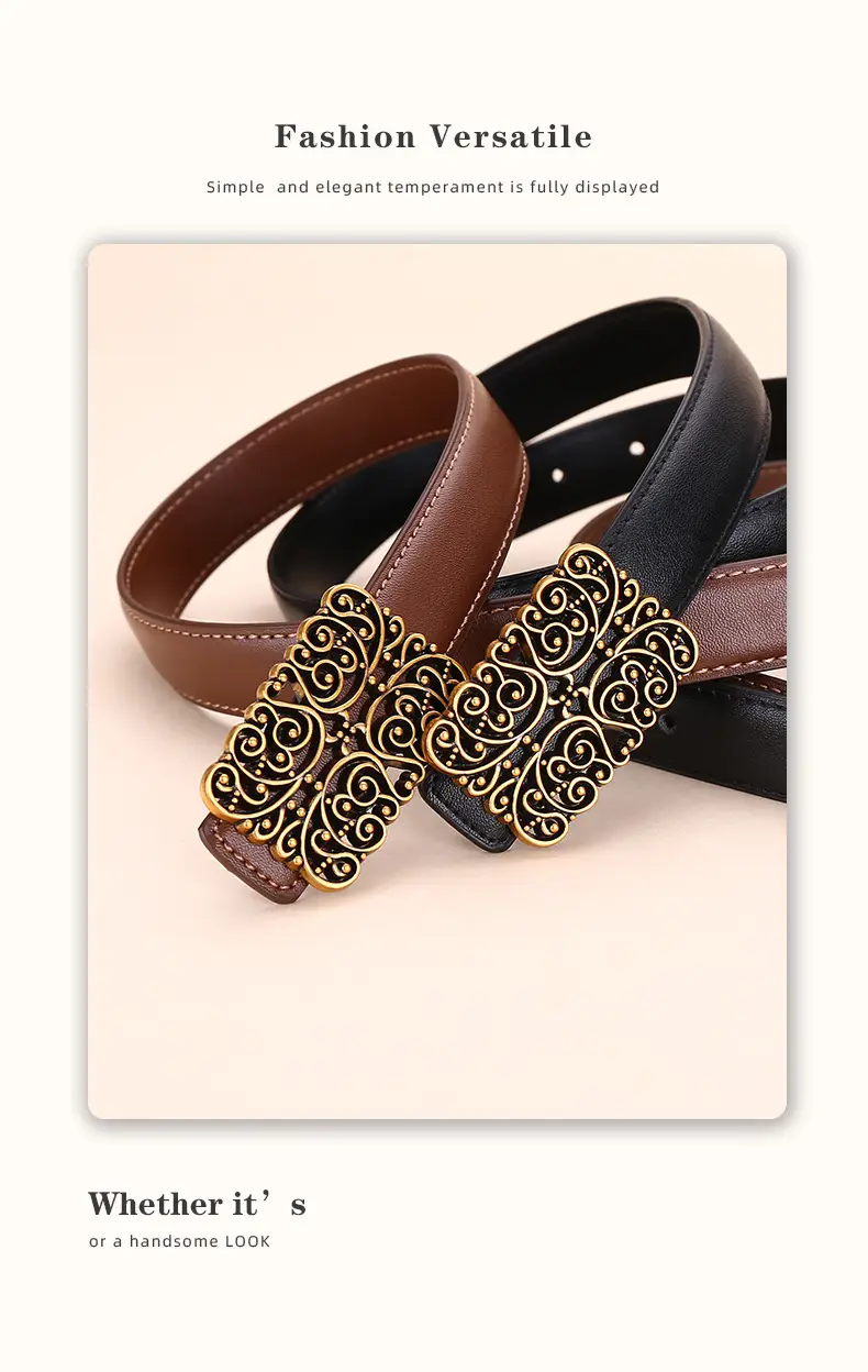2025 Women's Retro Maillard Belt with Gold Embroidery — feature 15