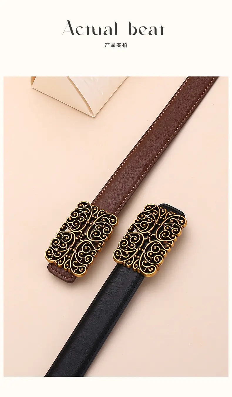 2025 Women's Retro Maillard Belt with Gold Embroidery — feature 16