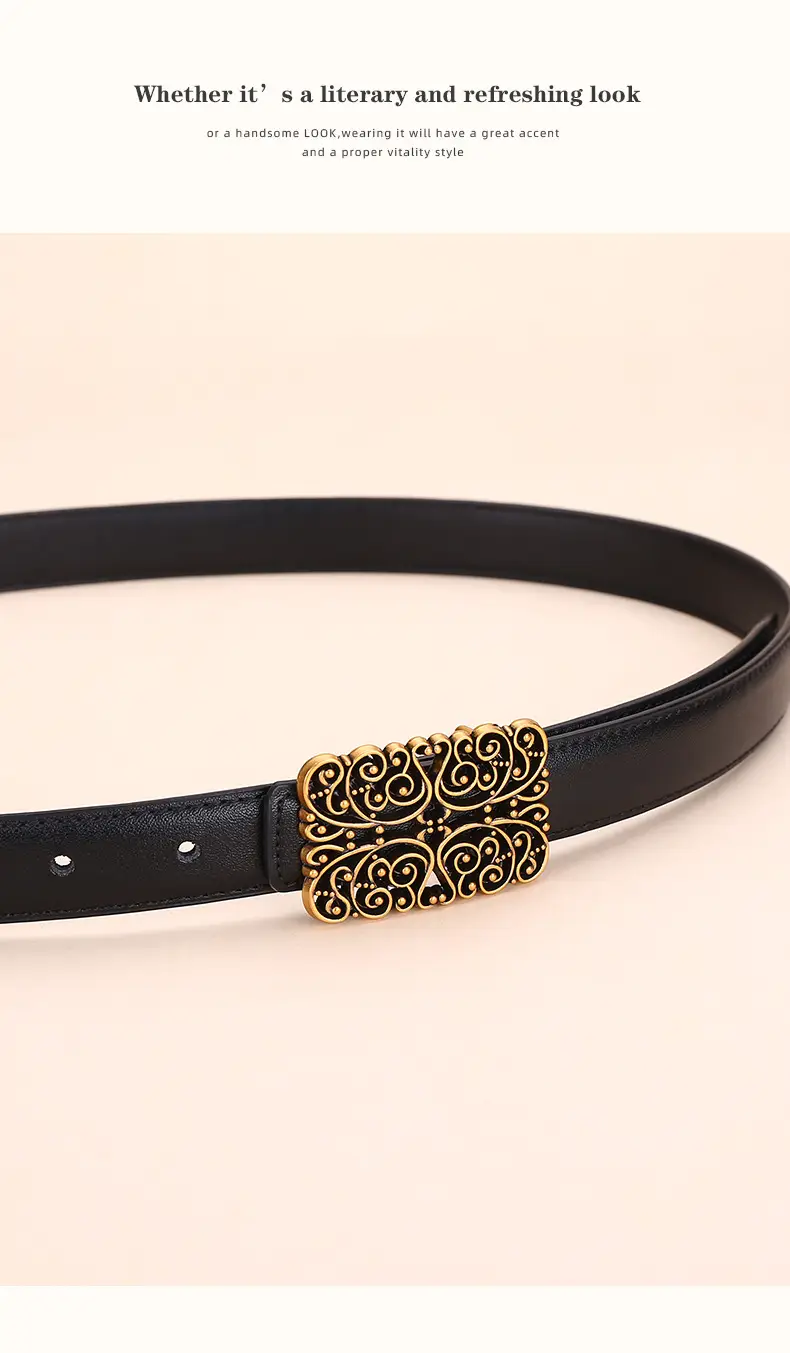 2025 Women's Retro Maillard Belt with Gold Embroidery — feature 17