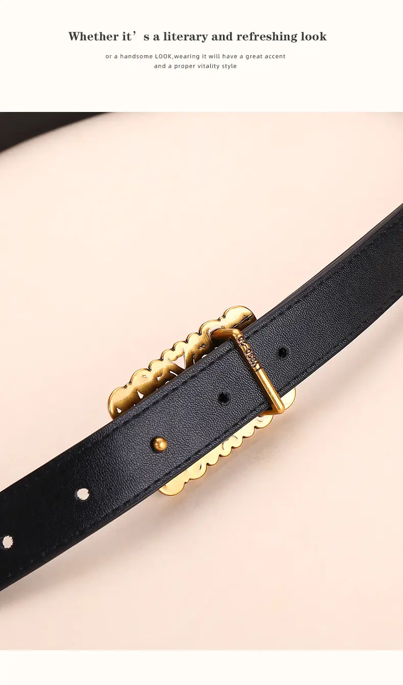 2025 Women's Retro Maillard Belt with Gold Embroidery — feature 18