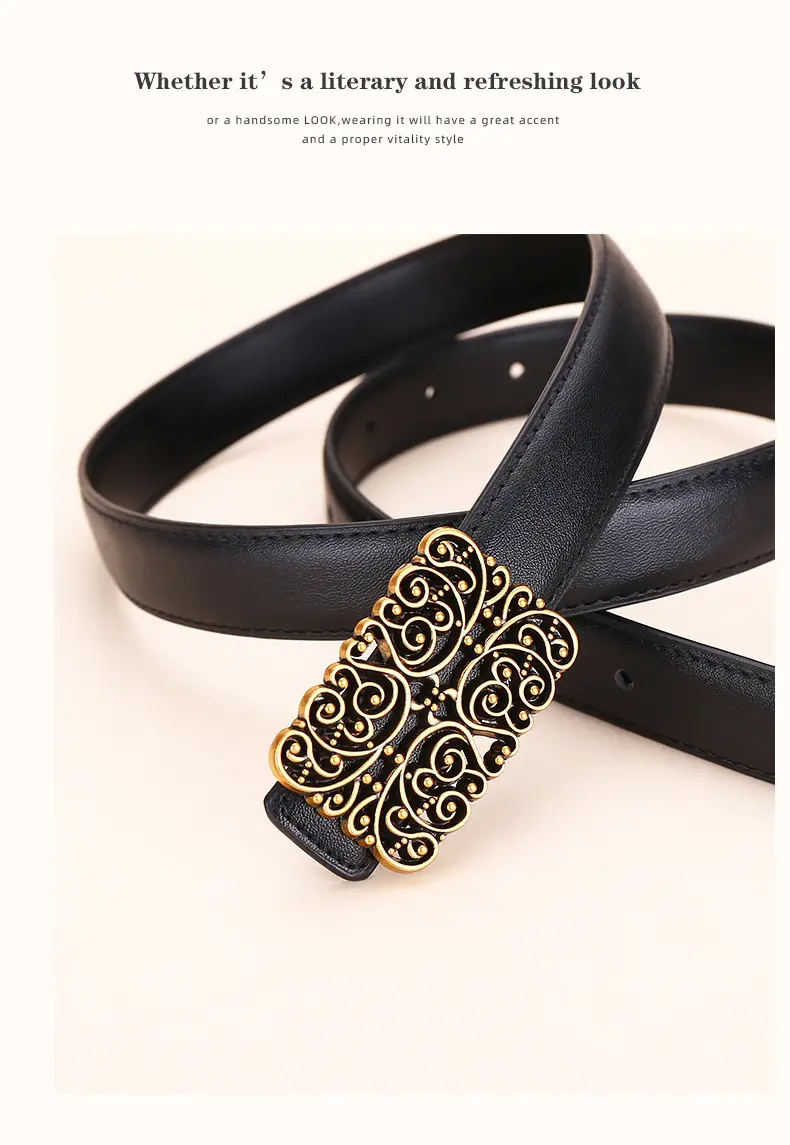 2025 Women's Retro Maillard Belt with Gold Embroidery — feature 19