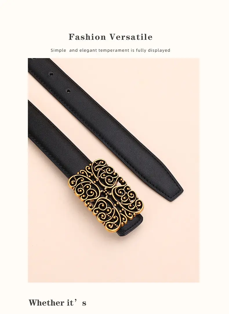 2025 Women's Retro Maillard Belt with Gold Embroidery — feature 21