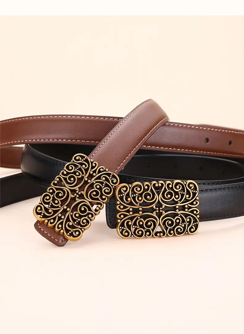 2025 Women's Retro Maillard Belt with Gold Embroidery — feature 22