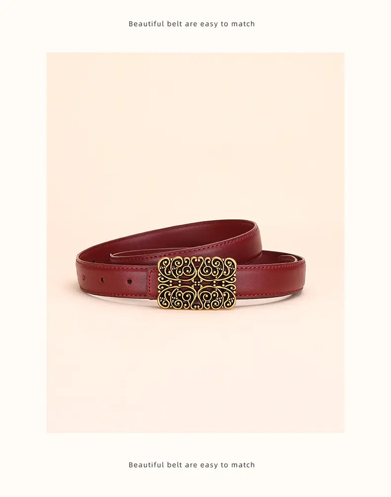 2025 Women's Retro Maillard Belt with Gold Embroidery — feature 24