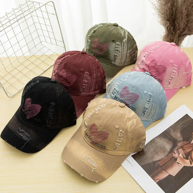 Girls Baseball Cap with Heart Embroidery & Sunscreen Hat - Image 7