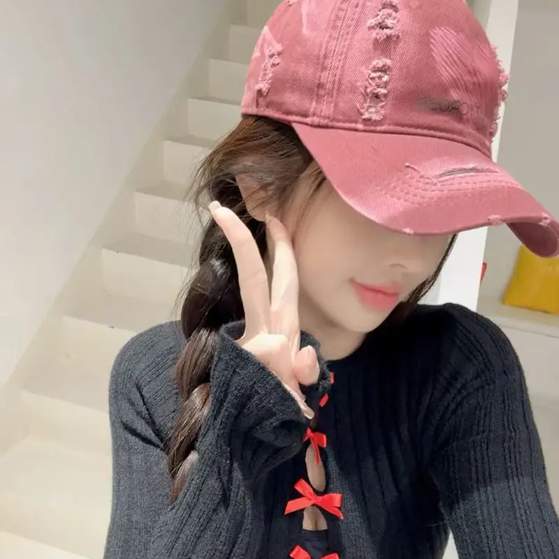 Girls Baseball Cap with Heart Embroidery & Sunscreen Hat — feature 21