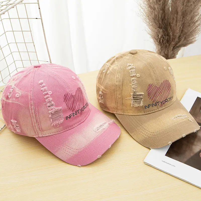 Girls Baseball Cap with Heart Embroidery & Sunscreen Hat — feature 24