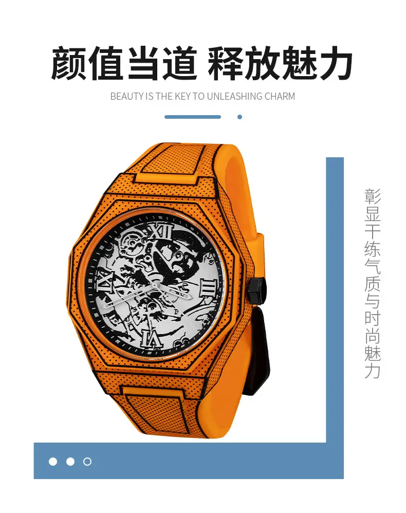 Orange Octagonal Luminous Watch for Men — feature 3