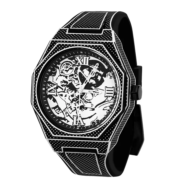 Orange Octagonal Luminous Watch for Men - Image 2