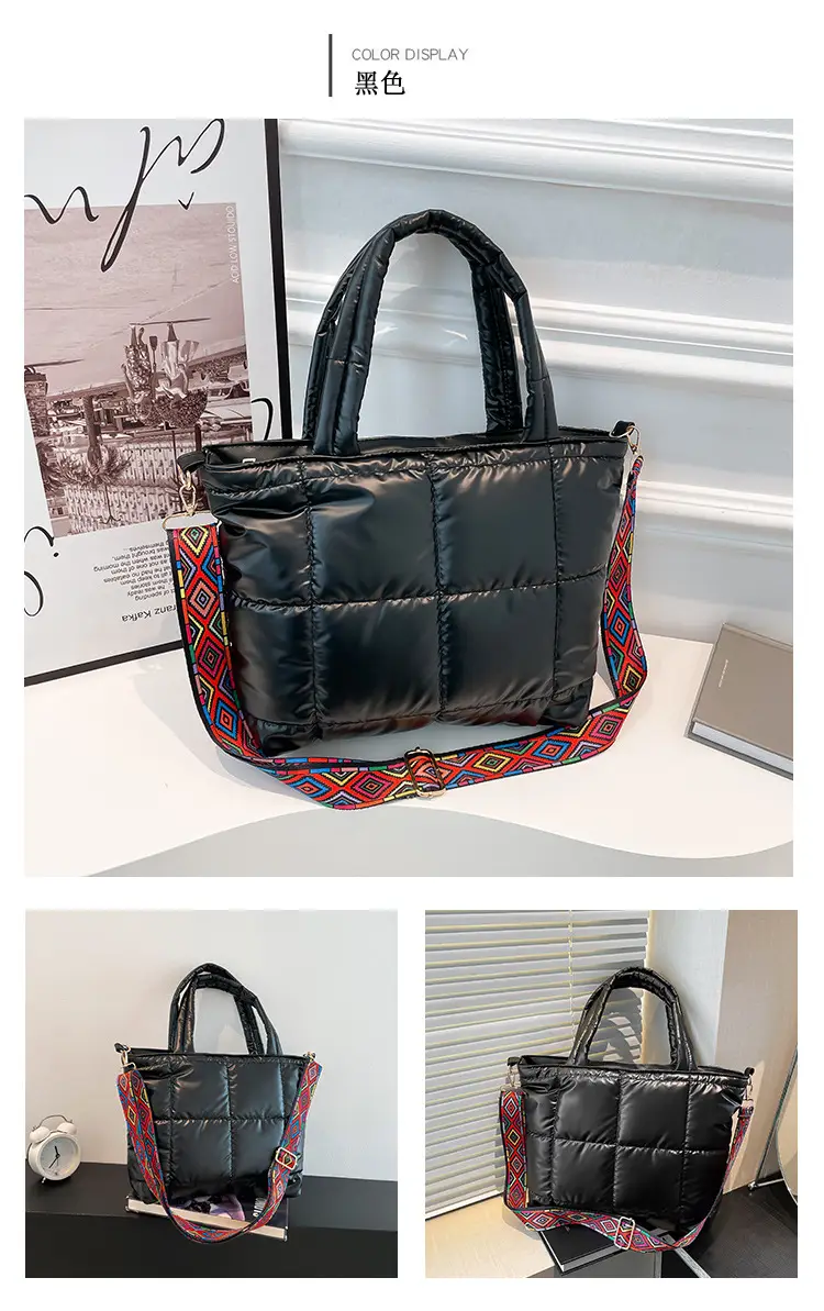 Korean Embroidered Shoulder Bag Black Large Capacity 2024 — feature 21