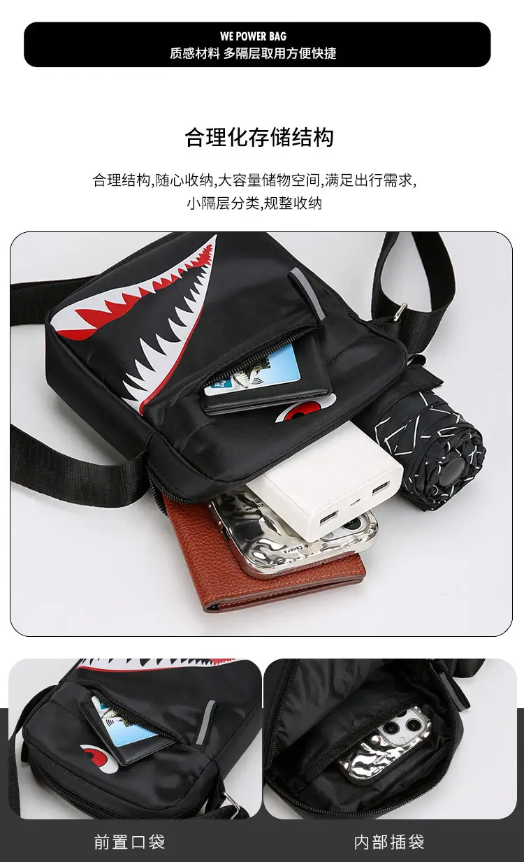 Men's Waterproof Crossbody Bag with Crocodile Design — feature 8