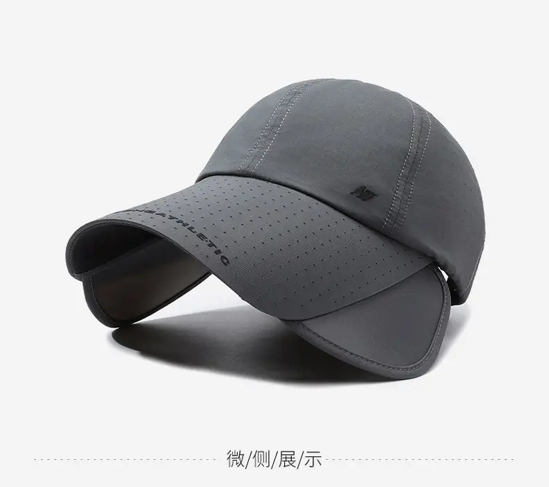 Men Retractable Brim Sun Hat Grey Peaked — feature 10