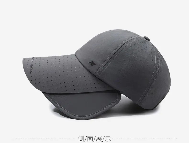 Men Retractable Brim Sun Hat Grey Peaked — feature 11