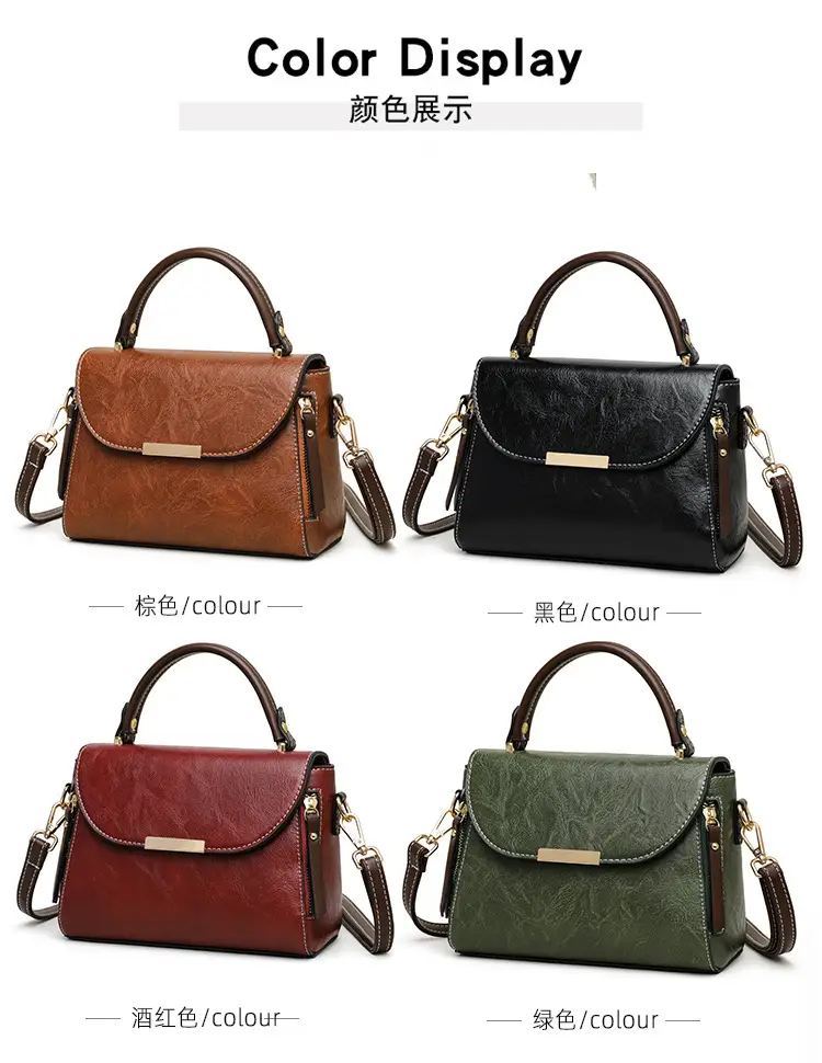Women's Crossbody Bag with Zipper Compartment Brown Leather — feature 18