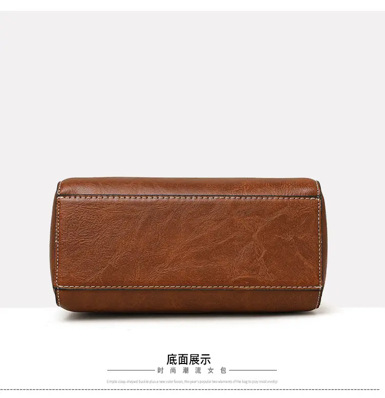 Women's Crossbody Bag with Zipper Compartment Brown Leather — feature 23