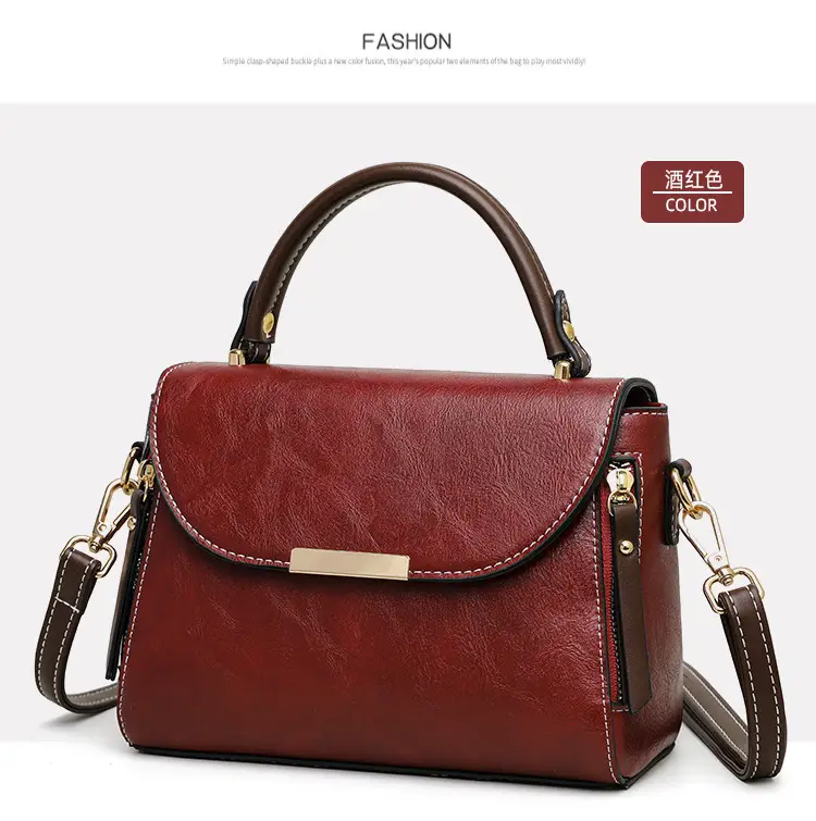 Women's Crossbody Bag with Zipper Compartment Brown Leather — feature 25