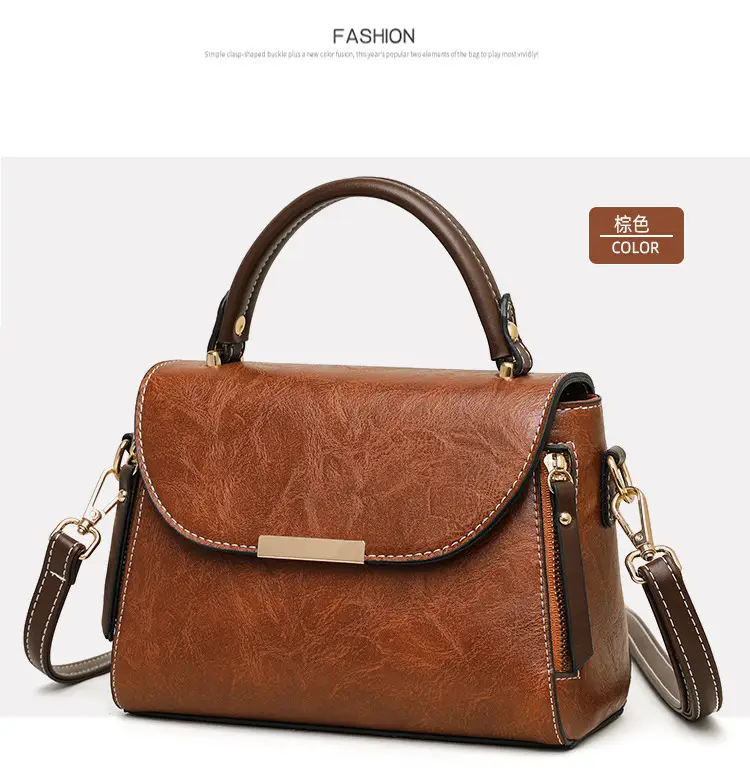 Women's Crossbody Bag with Zipper Compartment Brown Leather — feature 26