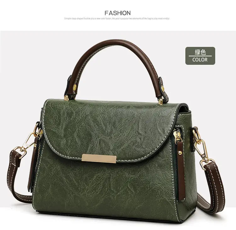 Women's Crossbody Bag with Zipper Compartment Brown Leather — feature 27