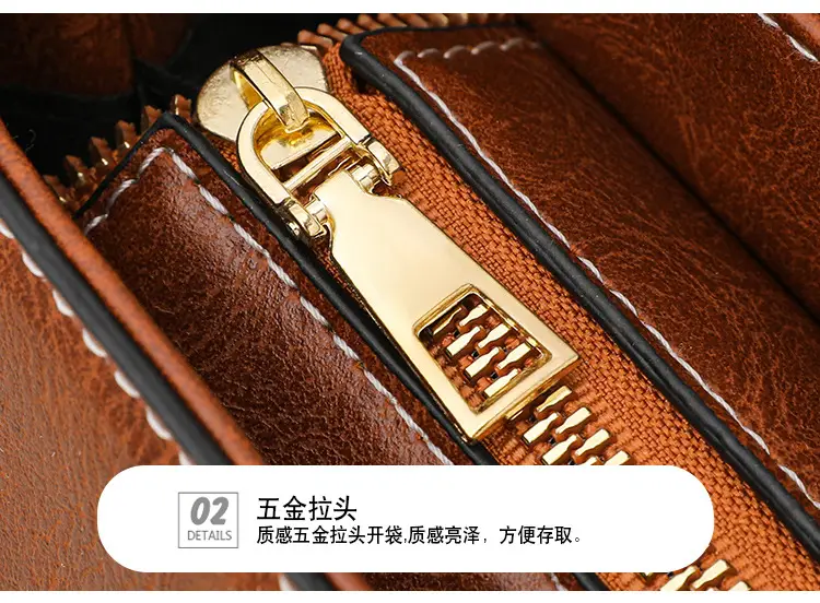 Women's Crossbody Bag with Zipper Compartment Brown Leather — feature 29