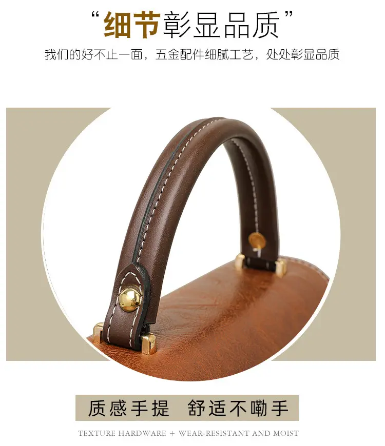 Women's Crossbody Bag with Zipper Compartment Brown Leather — feature 7
