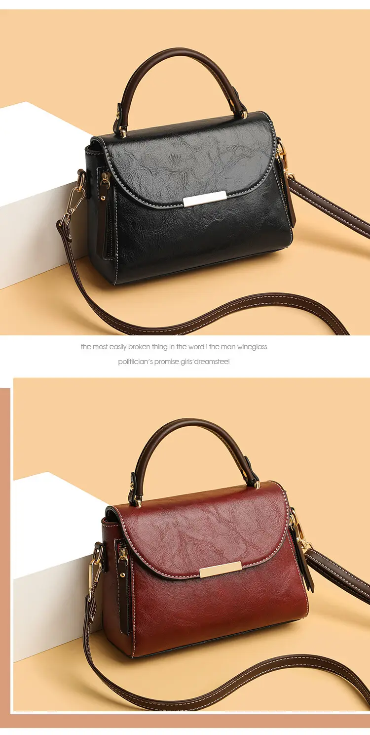 Women's Crossbody Bag with Zipper Compartment Brown Leather — feature 9