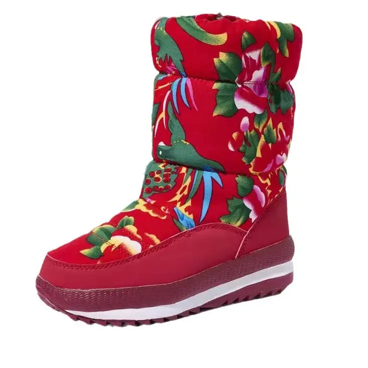 Winter New Ethnic Style Snow Boots Women's fleece-lined Thickened Northeast Large Cotton Boots Mesh Red Cotton Shoes Women's Comfortable Outdoor Shoes - Image 6
