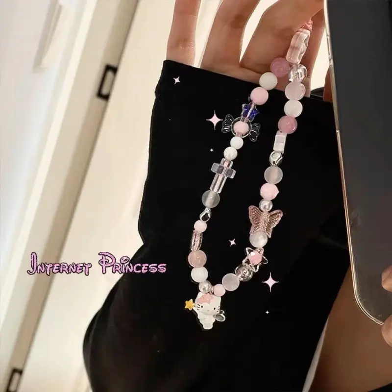 Pink Beaded Mobile Phone Chain for Girls - Image 7