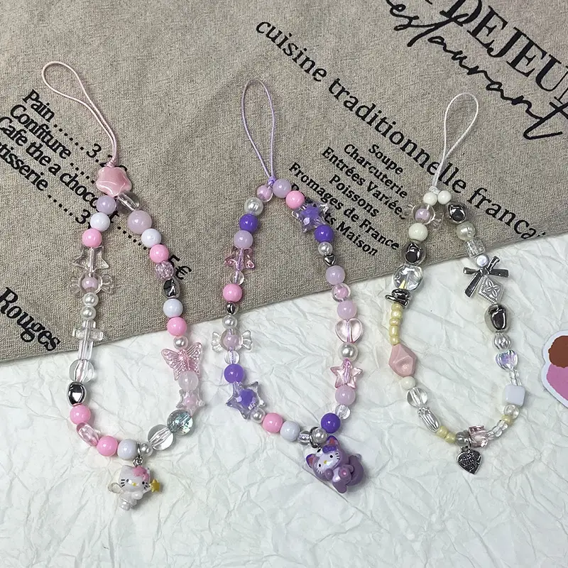 Pink Beaded Mobile Phone Chain for Girls — feature 10