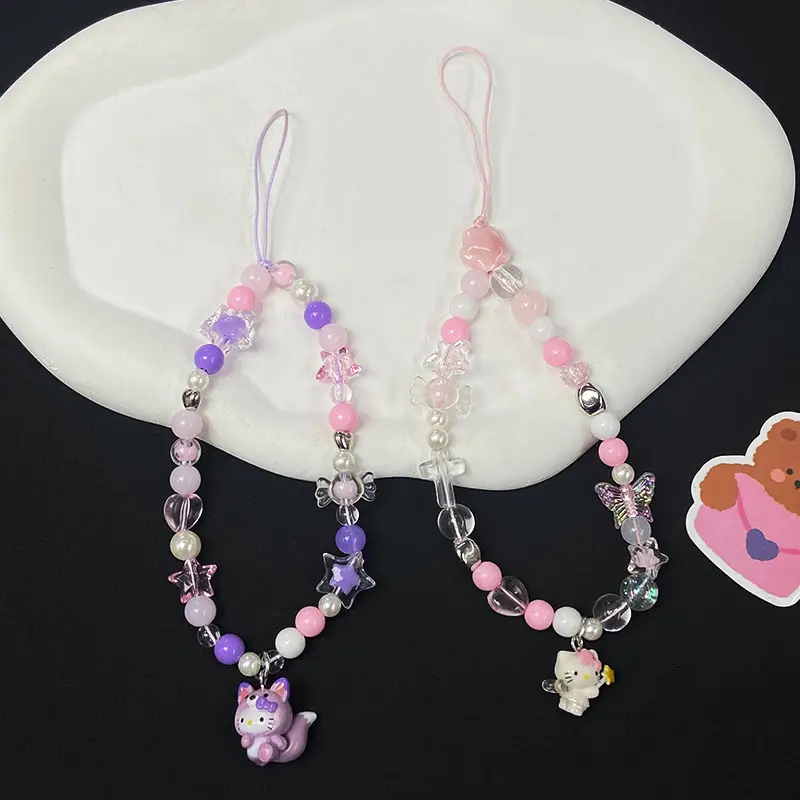 Pink Beaded Mobile Phone Chain for Girls — feature 2