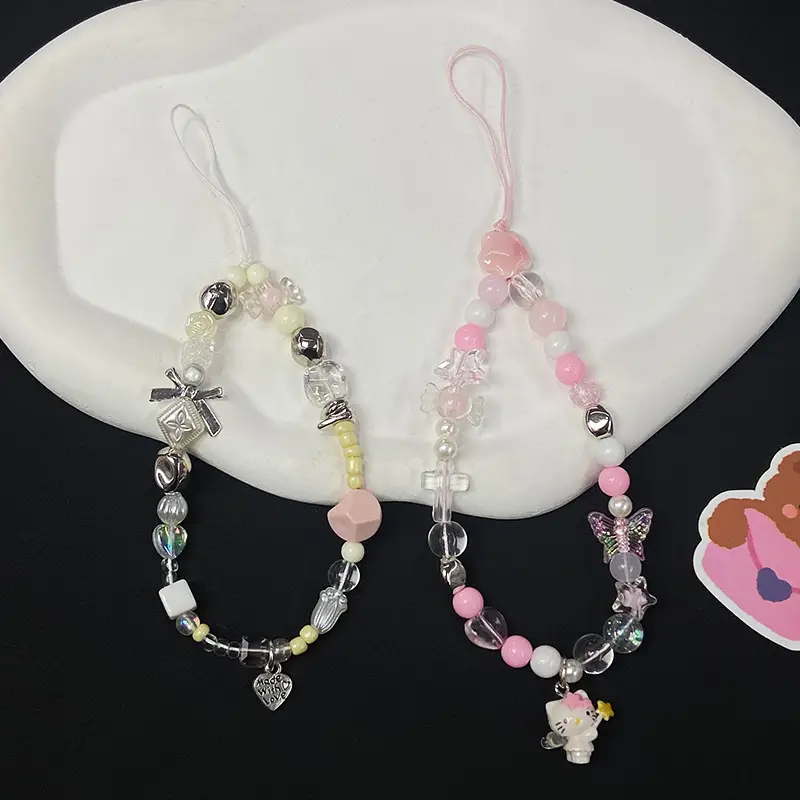 Pink Beaded Mobile Phone Chain for Girls — feature 4